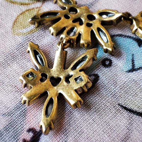 J. Crew Thin Navette Marquis Teardrop Crystal Clear Stones Statement Necklace - Picture 8 of 16